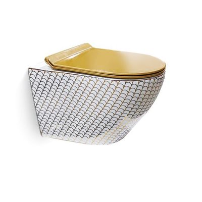 Round Rimless Flushing Ceramic Wall Hung Toilet Suspended CE For Bathroom