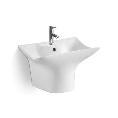 Glossy Finish Ceramic Wall Hung Basin Rectangular For Public Restrooms