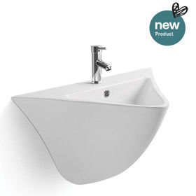 Modern Bathrooms Ceramic Wall Mounted Sink 18 Inches With Easy Clean Glaze
