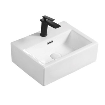 White Countertop Porcelain Wash Sink Rectangular Ceramic Bathroom Basin Sink