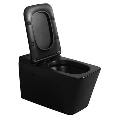 Gravity Flush Tankless Wall Mounted Toilet Matt Black color For Luxury Bathroom