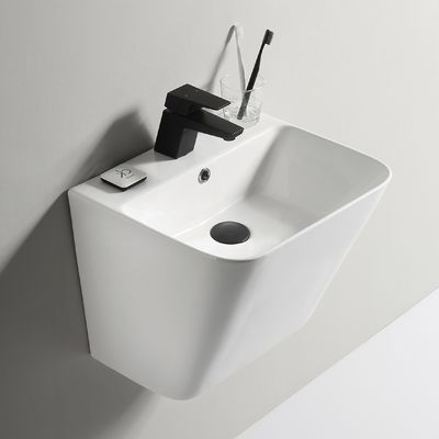 Household Bathroom Washing Porcelain Wall Mount Sink White With Tap Hole