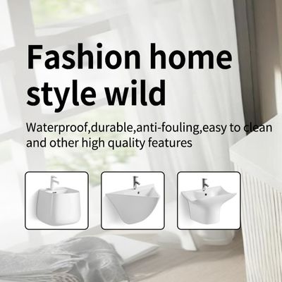 Solid Surface Ceramic Wall Hung Basin Bathroom Funiture Antibacterial