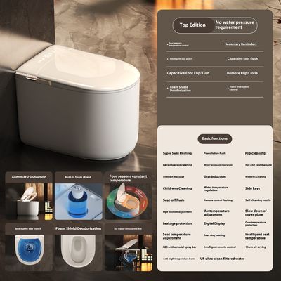 Ceramic Automatic Foot Flush Electric Commode Toilet Floor Mounted Intelligent for Bathroom