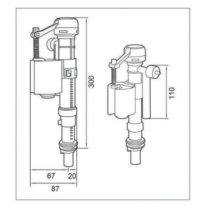 ABS Upc Toilet Flush Tank Accessories With Dual Concealed Flush Valve Push Button