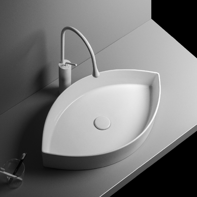 White Ceramic Vessel Sink for Bathroom Vanity Countertop