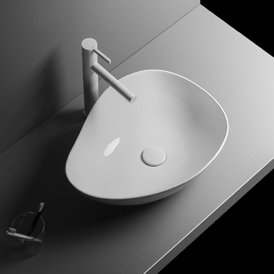 Modern Round Fluted Ceramic Basin for Countertop Installation