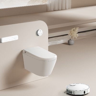 Durable Smart Toilet with Wall-Mounted Euro Design Bathroom Bidet Heated Seat Built-in Tank Nice Automatic Features