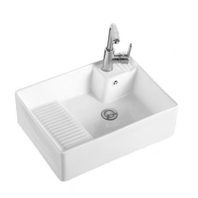 Premium White Bathroom Basin Anti-Yellow Durable Surface Modern Ceramic Above-Counter Sink