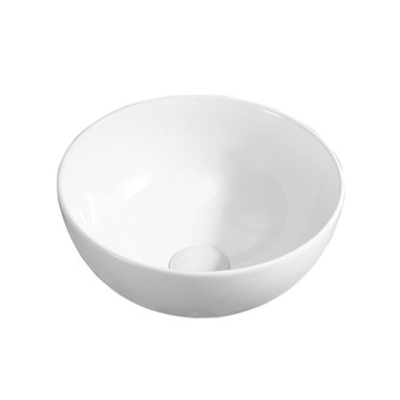 ALLWELL Matte White Round Shape Porcelain Handmade Countertop Art Sink Bathroom Ceramic Wash Basin for Home Hotel