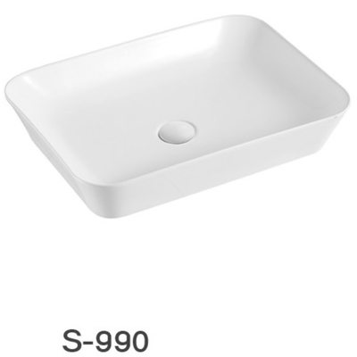 Modern Ceramic Single Bowl Sink Rich Artistic Rectangular Table Basin Above Counter Installation