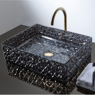 Modern Luxury Crystal Glass Sink 5.0 Review Colorful Diamond Vessel Art Tempered Glass Wash Basin for Hotels Drainer Bathroom