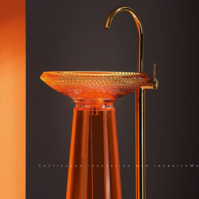 Acrylic Resin Bathroom Sink Crystal Glass Above Counter Washing Basin Pure Color